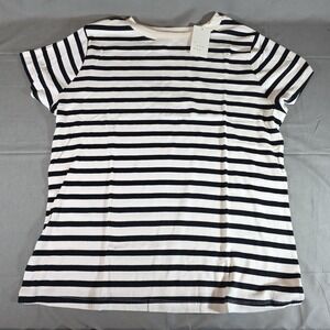 a‎ new day black and white ribbed  striped tshirt nwt Size 2X